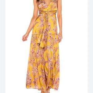 Alexis Floral Yellow Maxi Dress size small S